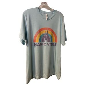 Unisex Retro Breathable Disney World Castle Crew Neck Cotton Blend Tee Large